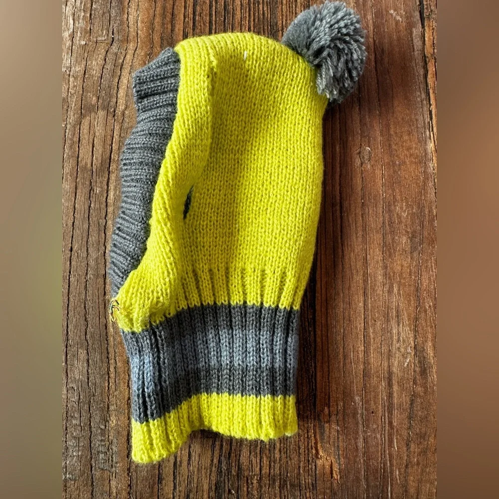 FRIENDS Bright Yellow and Gray Dog Knit Hat